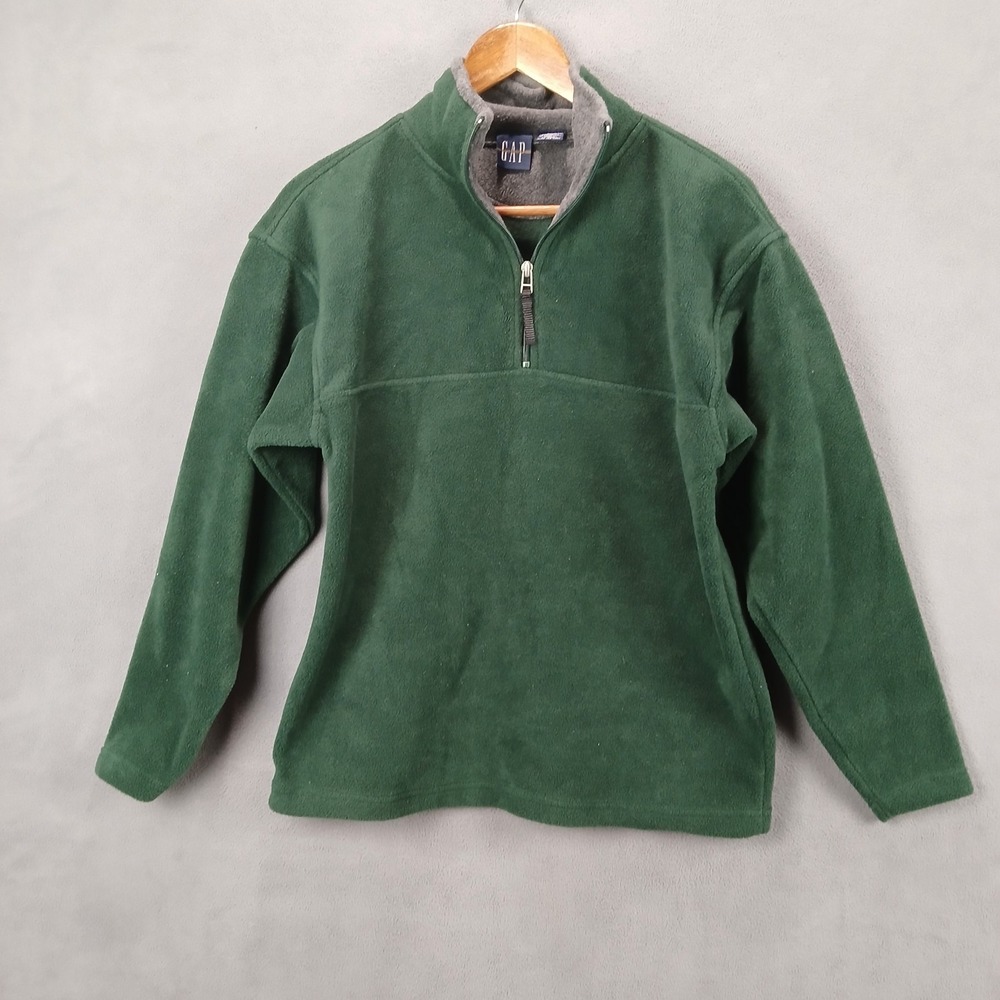 Gap Fleece Jacket Mens 2XL Green Relaxed Fit Mock Neck Quarter Zip Warm Wear